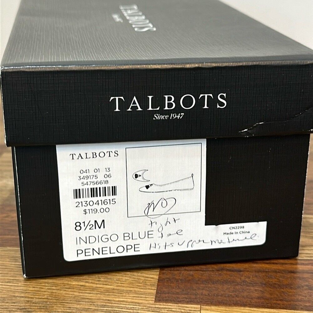 Talbots Womens Penelope Flats 8.5 Navy Blue Knit Tassel Slip On Ballet Round Toe - Picture 2 of 8